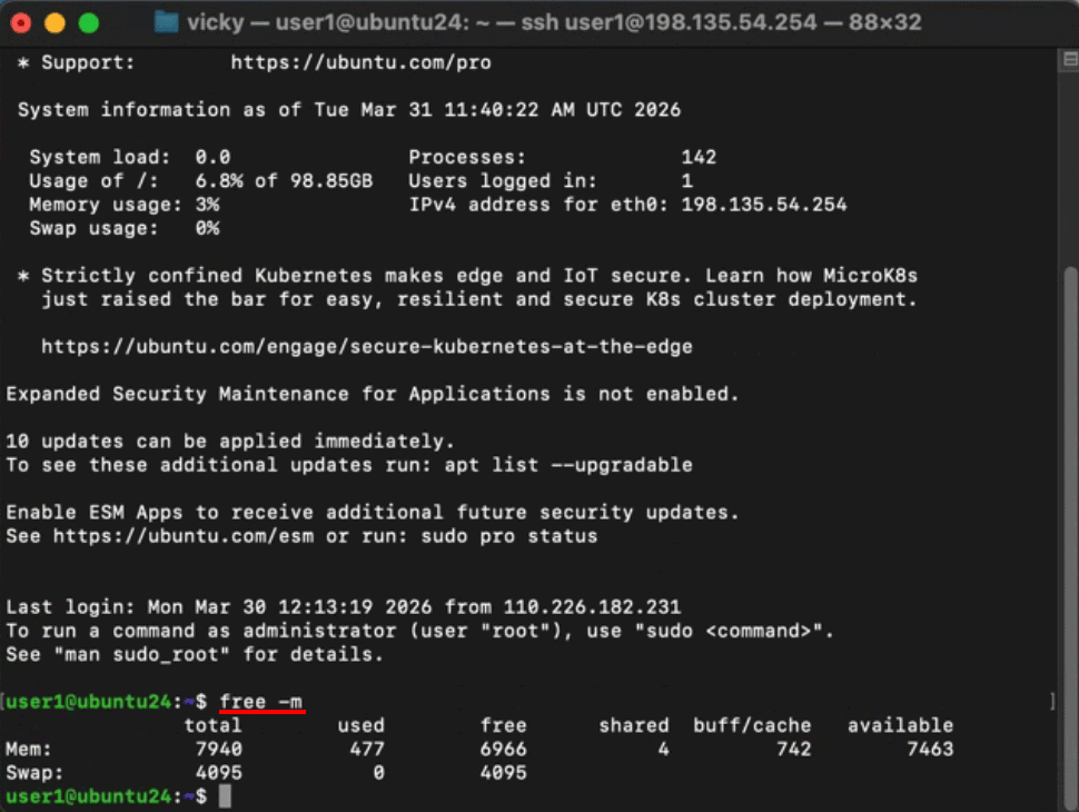 free-m-ssh-ram-check-command-linux